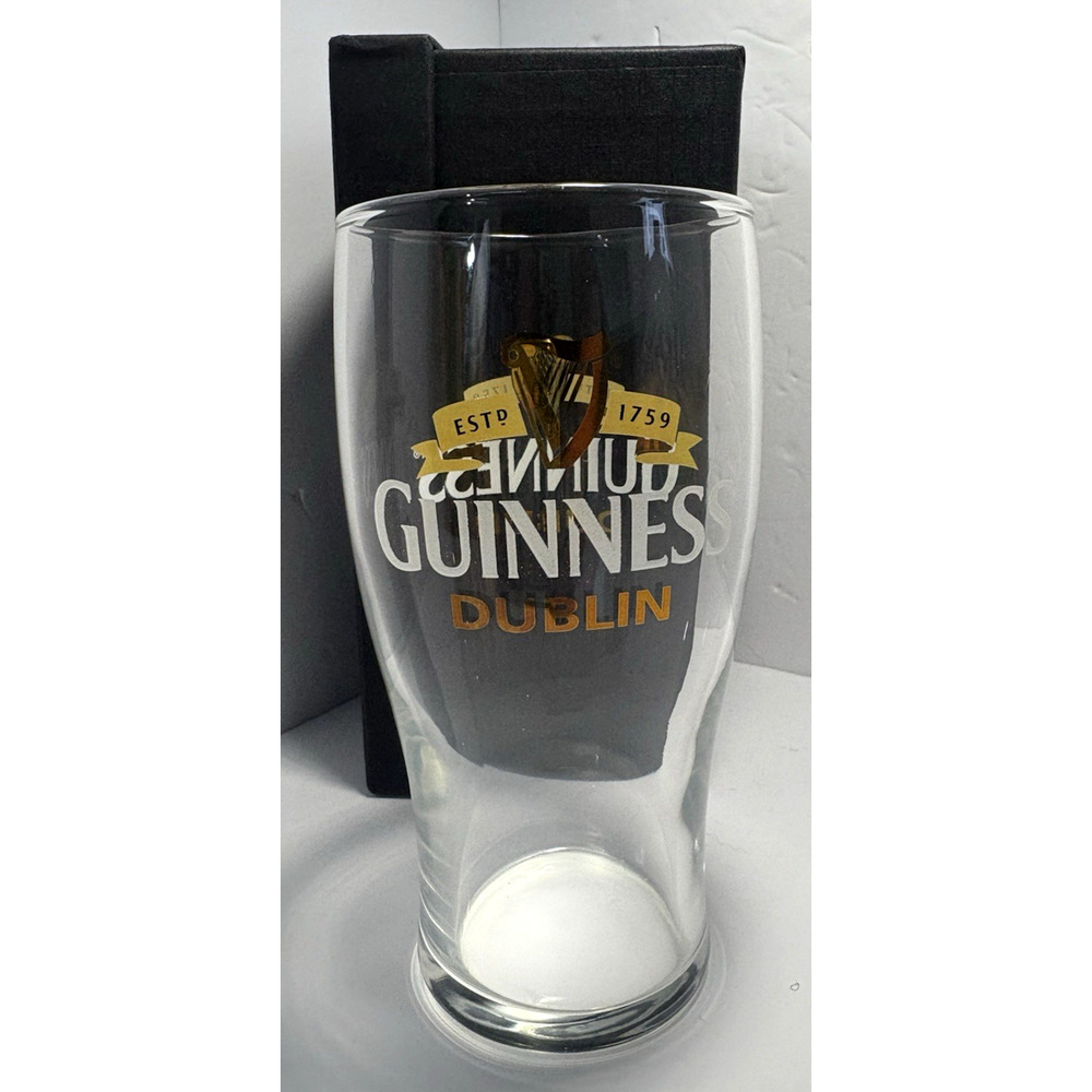 Guinness Brewed In Dublin Gold Harp Beer Glasses Double Sided